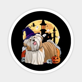 Shih Tzu Halloween Witch Pumpkin Magnet